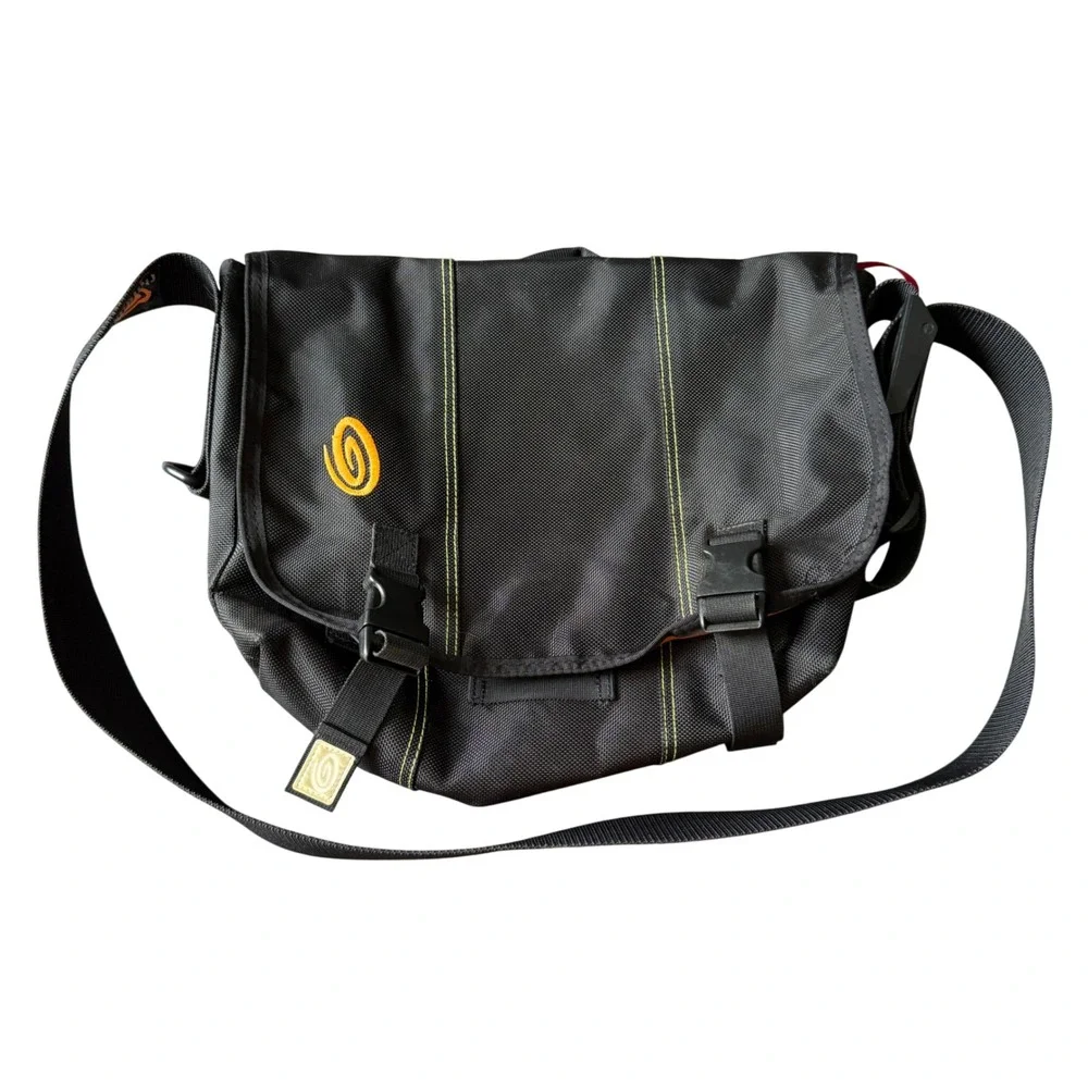 Vintage Timbuk2 Classic Messenger Bag Medium Black Orange Laptop Nylon